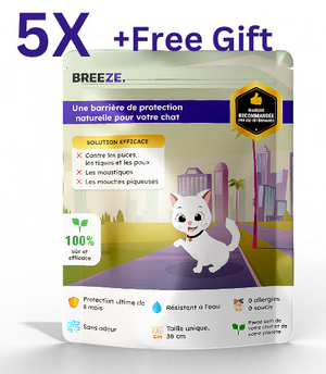 5X Breeze Aura-Shield Cat Collar+ 1x Free Gift